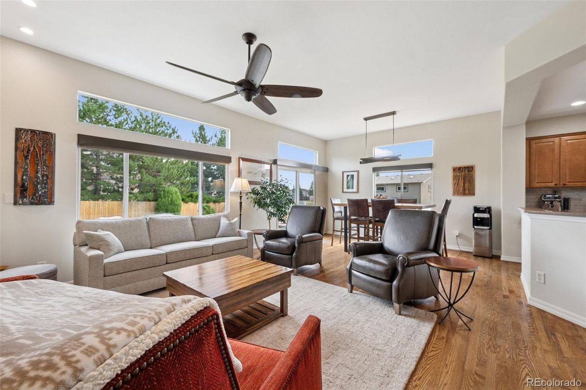 Dining room, Interior, Kitchen, Living room, Pendant Lights, Recessed Lighting, Wood Texture Flooring