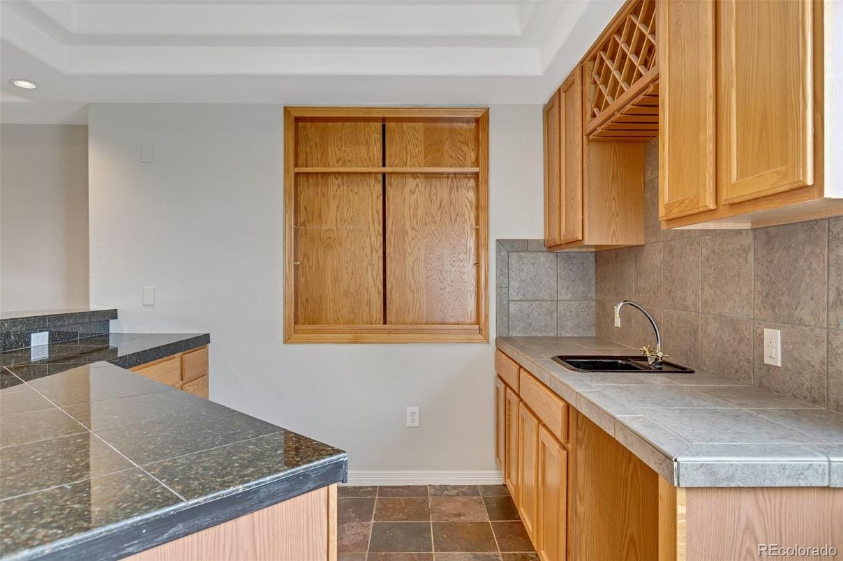 Interior, Kitchen, Recessed Lighting, Tile Countertops
