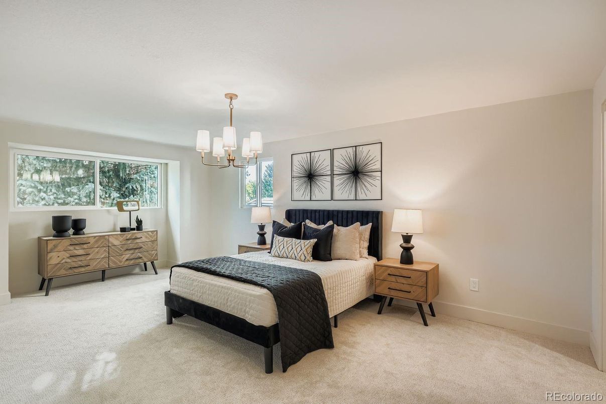 Bedroom, Chandelier, Interior