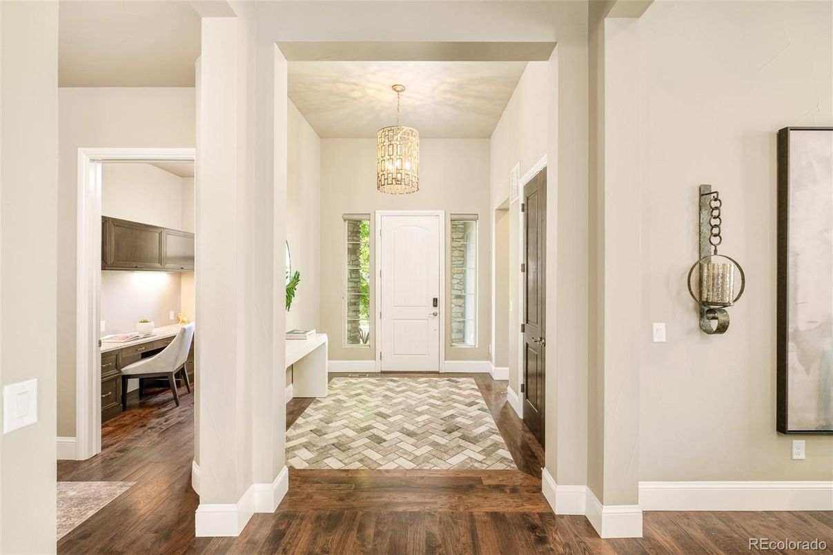 Chandelier, Interior, Wood Texture Flooring