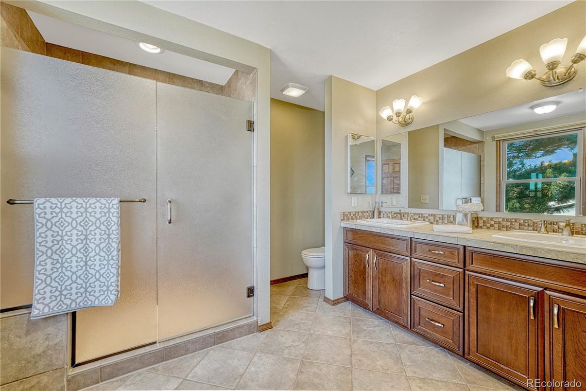 Bathroom, Dual Sink Vanities, Glass Shower, Interior, Recessed Lighting