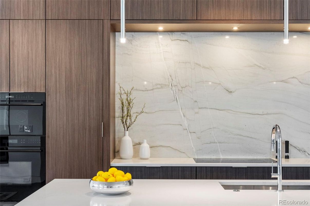 Interior, Kitchen, Marble Walls, Recessed Lighting