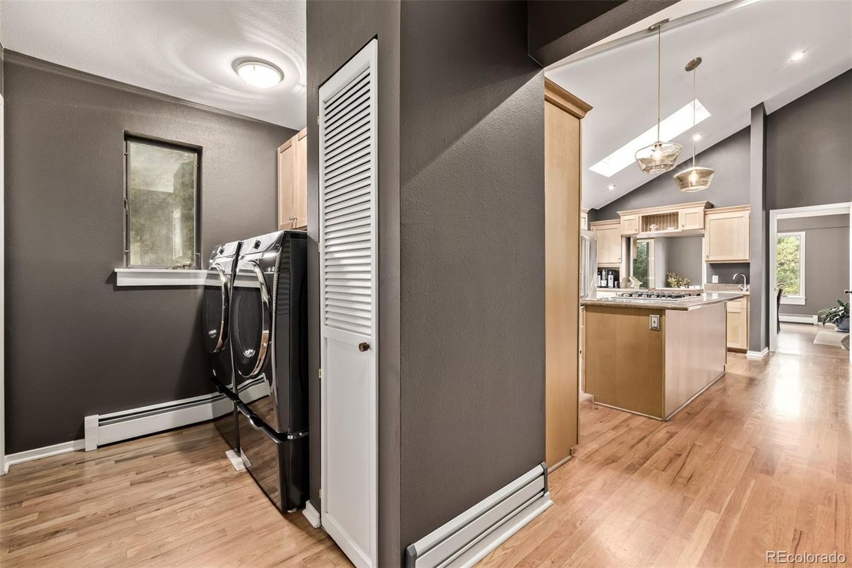 Interior, Kitchen, Pendant Lights, Recessed Lighting, Wood Texture Flooring