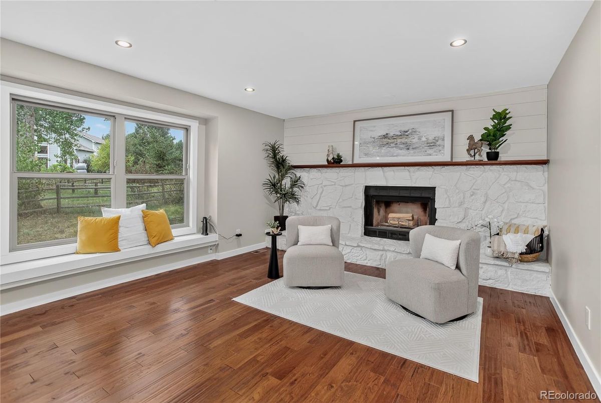 Fireplace, Interior, Recessed Lighting, Wood Texture Flooring