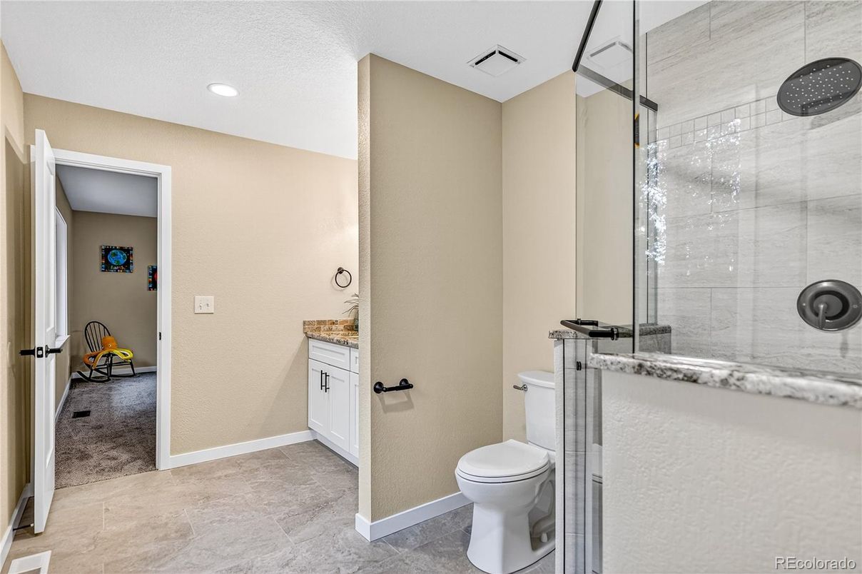 Bathroom, Glass Shower, Interior, Recessed Lighting
