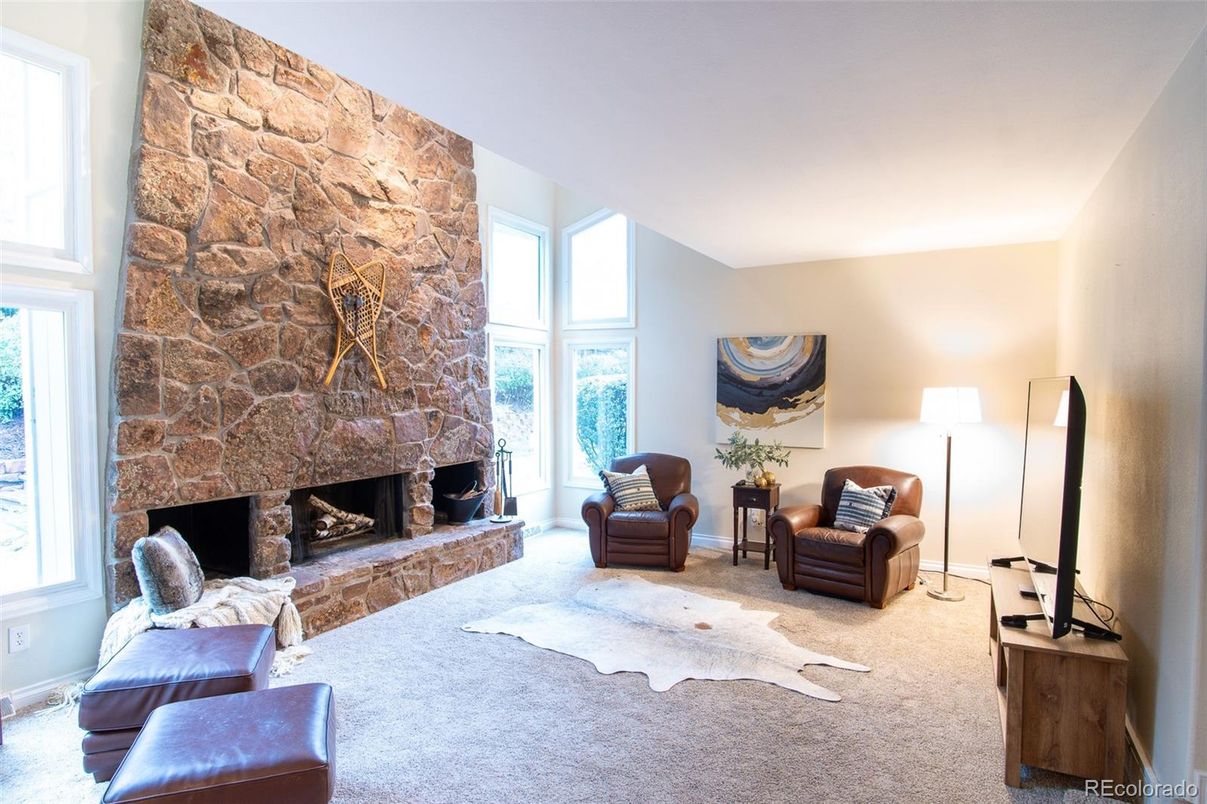 Fireplace, Interior, Living room, Stone Walls