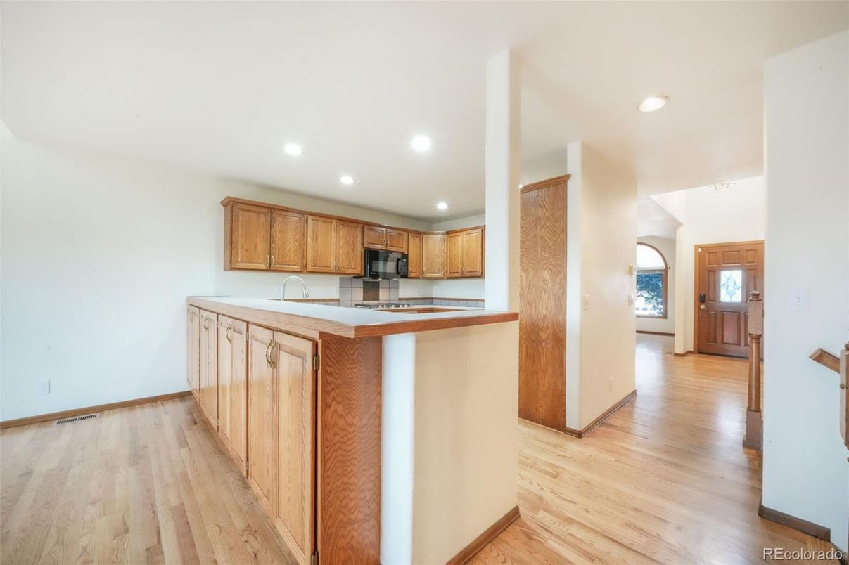 Interior, Kitchen, Recessed Lighting, Wood Texture Flooring