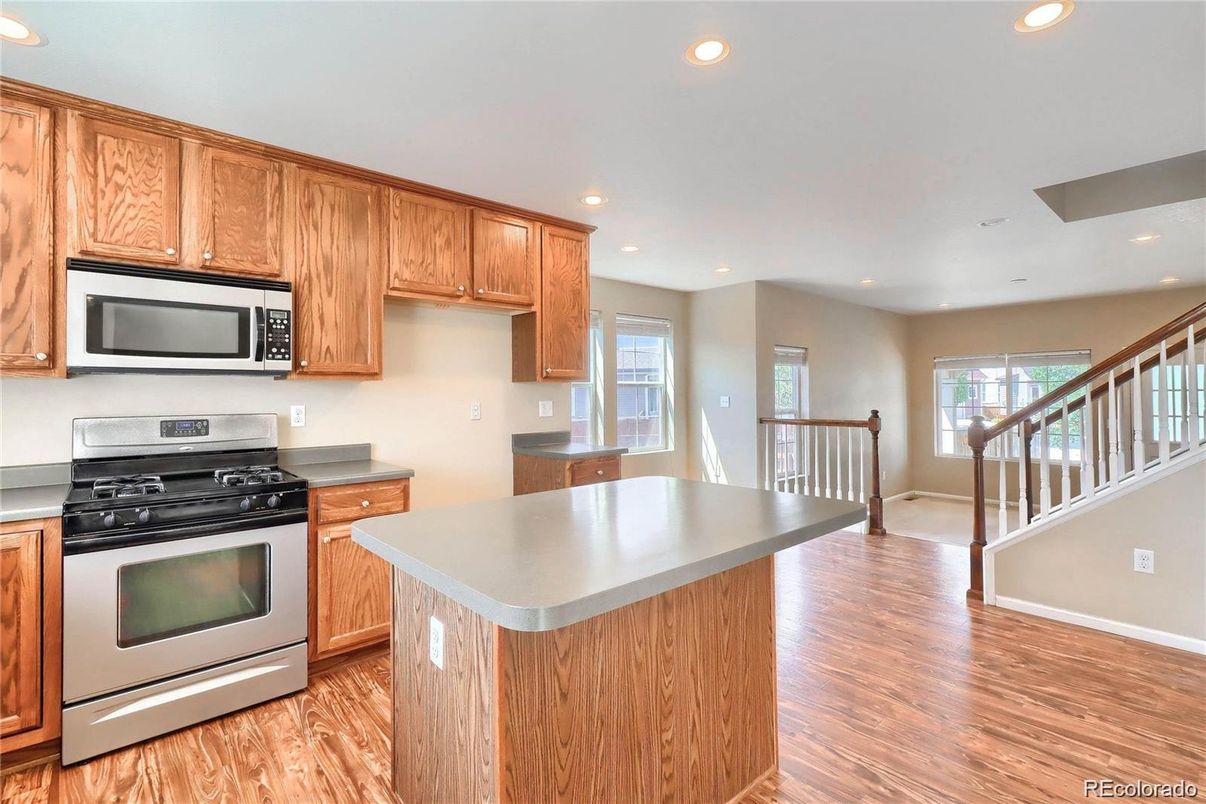 Interior, Kitchen, Recessed Lighting, Wood Texture Flooring