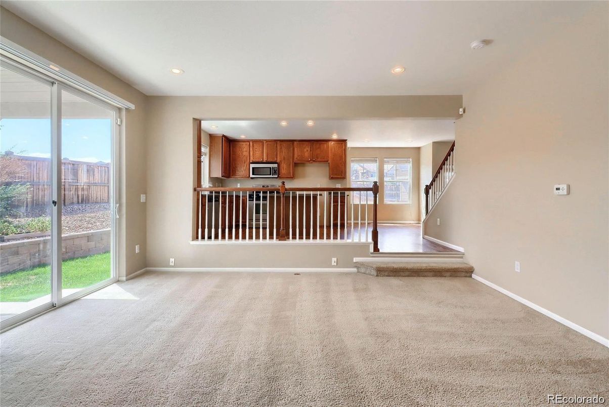 Empty room, Interior, Kitchen, Recessed Lighting, Stainless Steel Appliances