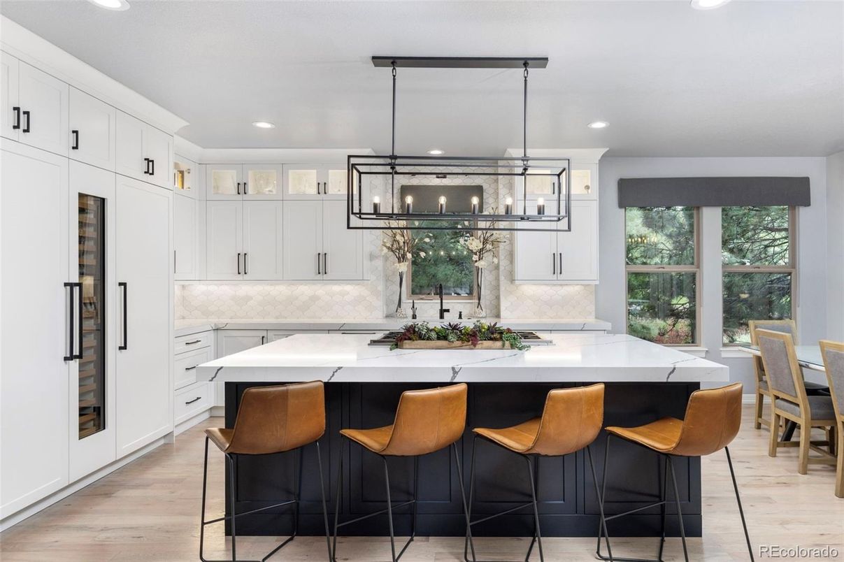 Interior, Kitchen, Pendant Lights, Recessed Lighting, Wood Texture Flooring