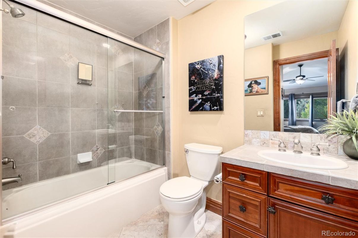 Bathroom, Glass Shower, Interior, Tile Countertops