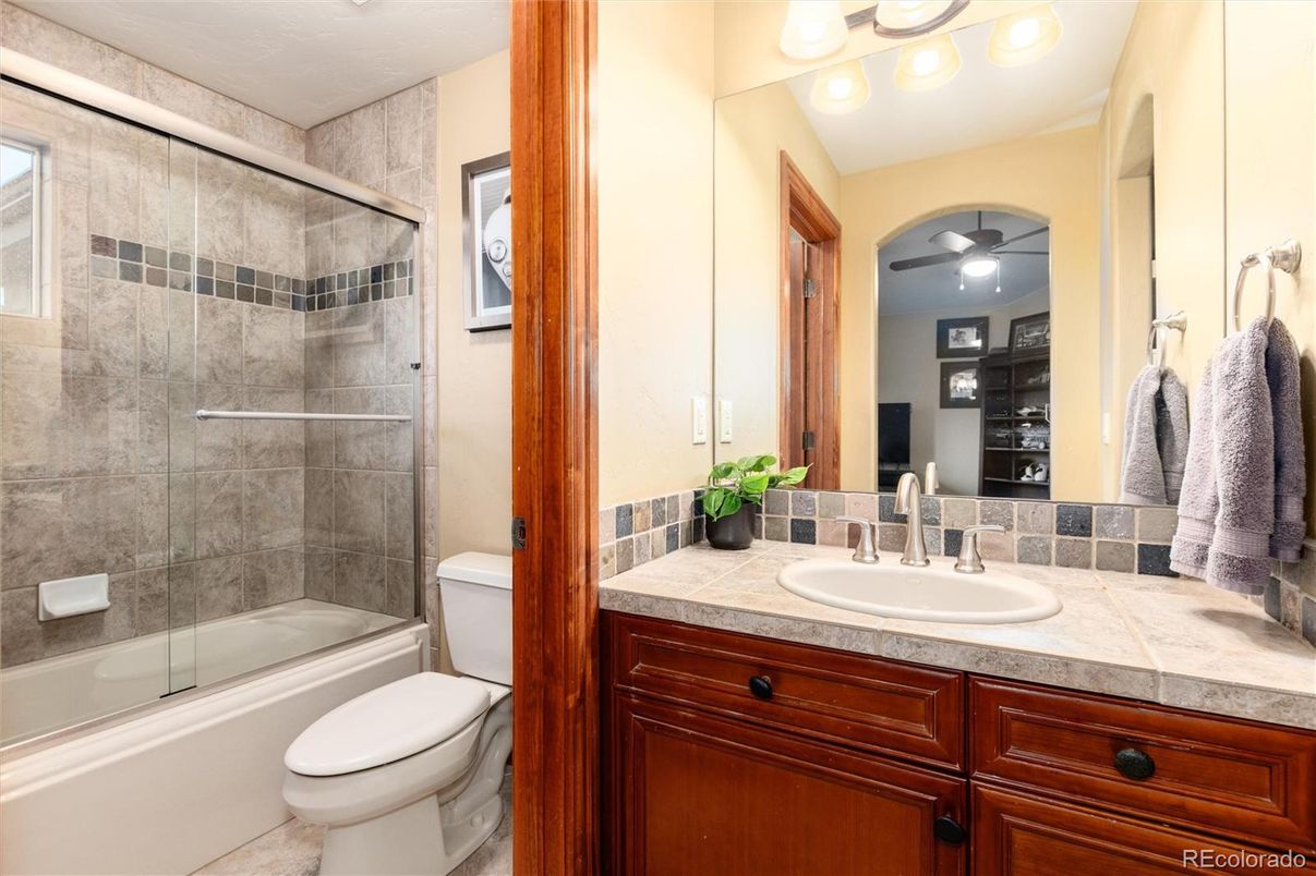 Bathroom, Glass Shower, Interior, Tile Countertops
