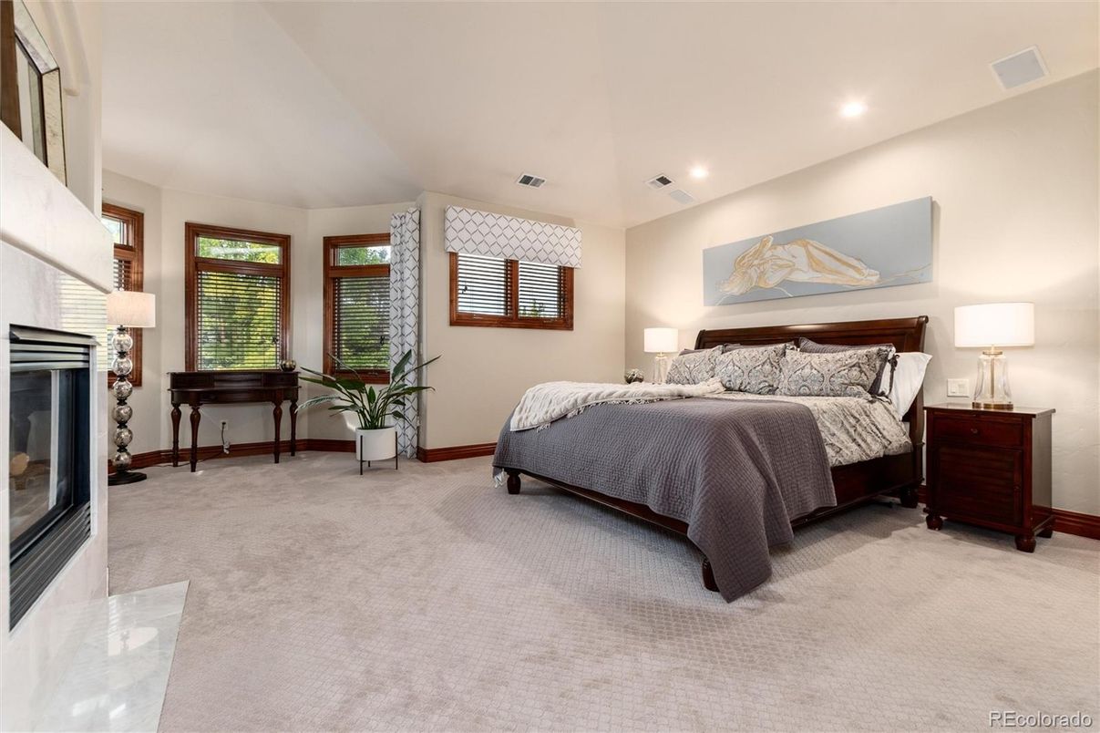 Bedroom, Fireplace, Interior, Recessed Lighting