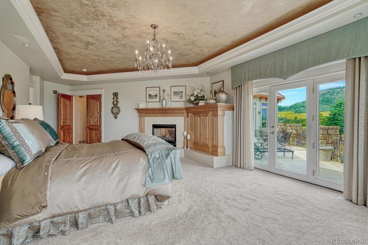 Bedroom, Chandelier, Fireplace, Interior, Recessed Lighting