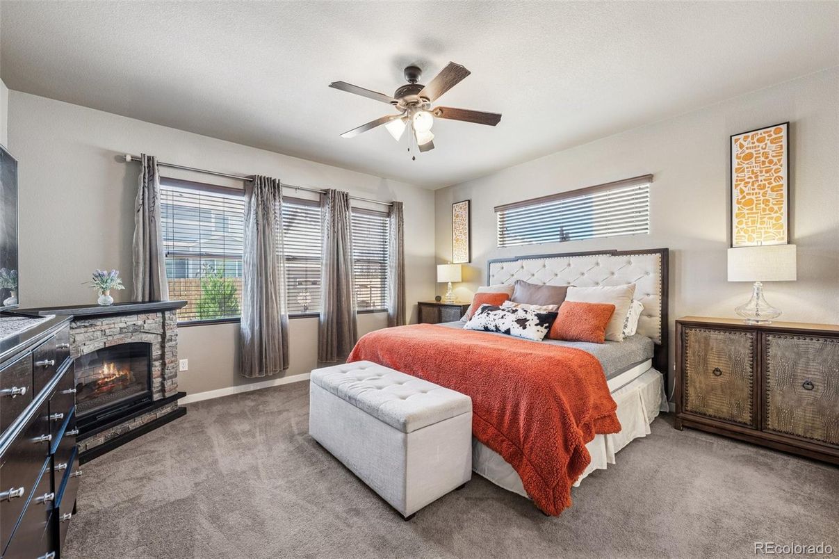 Bedroom, Fireplace, Interior