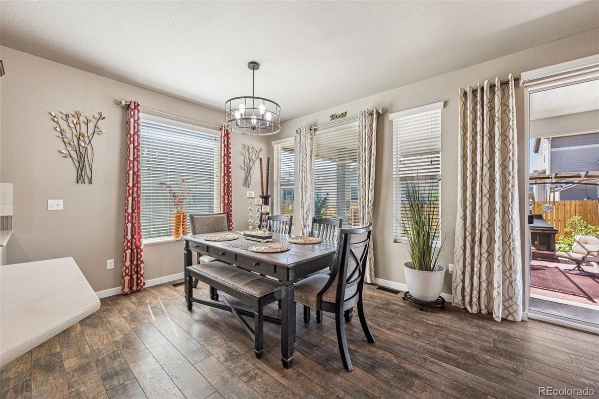 Chandelier, Dining room, Interior, Wood Texture Flooring
