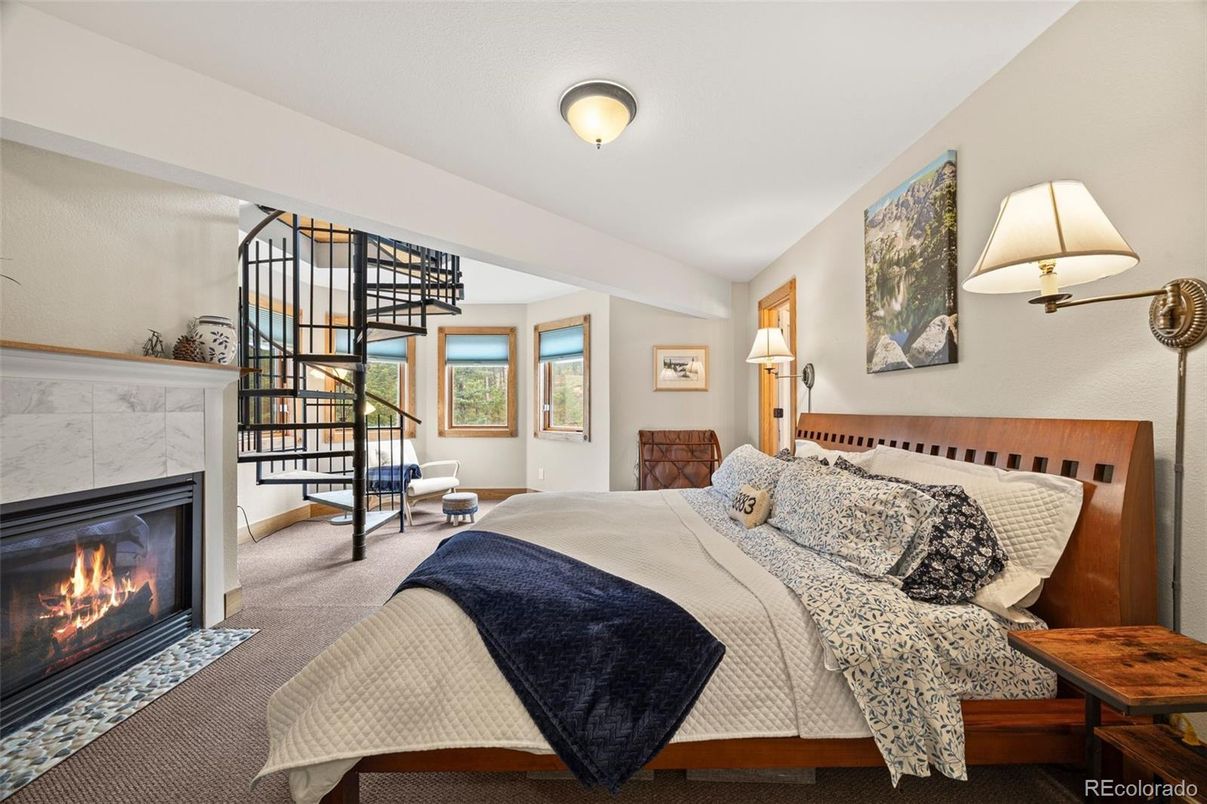 Bedroom, Fireplace, Interior