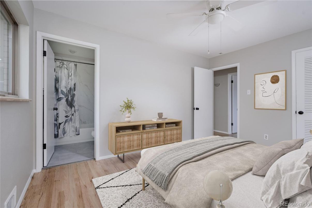 Bedroom, Interior, Marble Walls, Wood Texture Flooring