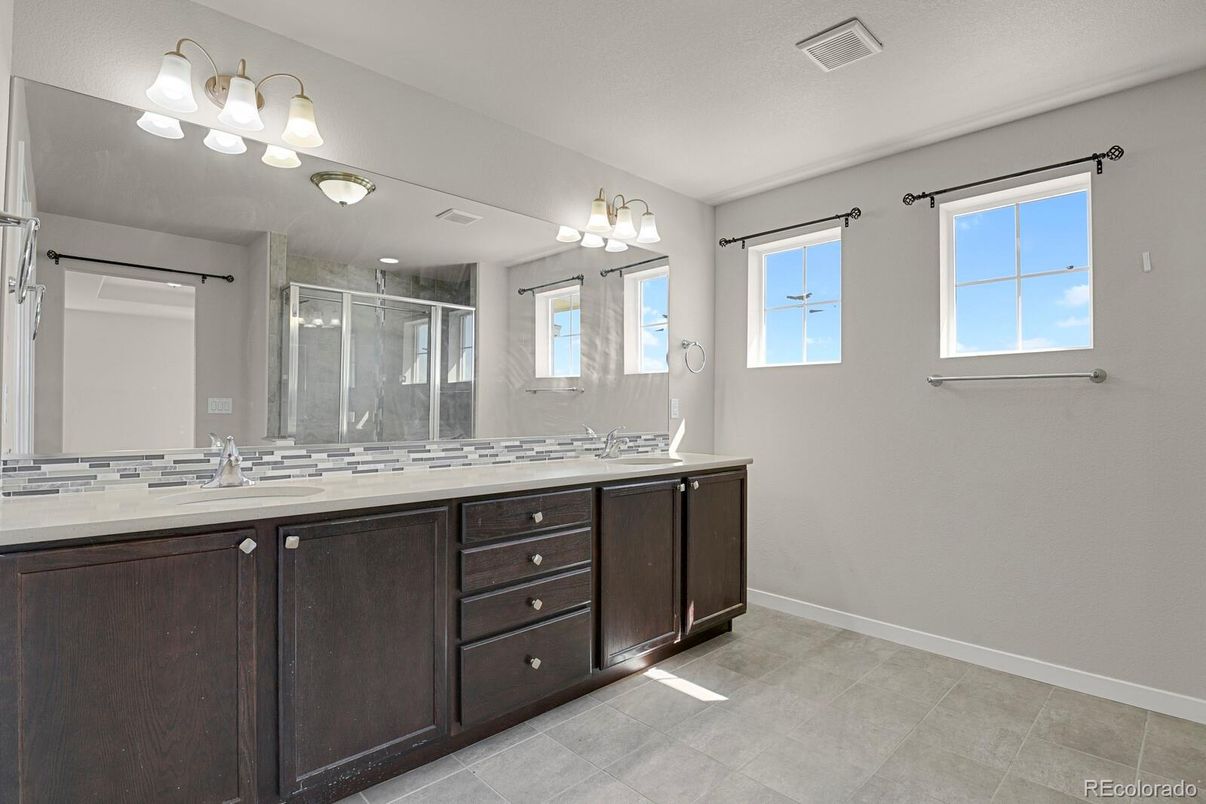 Bathroom, Dual Sink Vanities, Glass Shower, Interior
