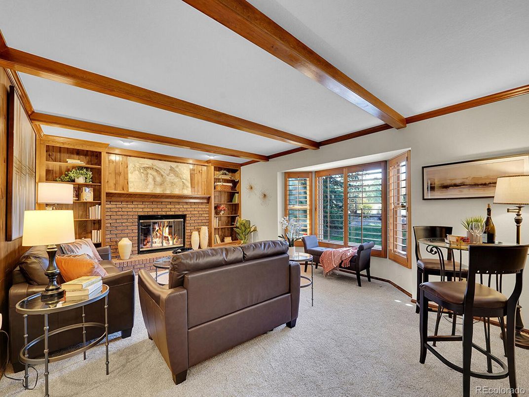 Dining room, Fireplace, Interior, Living room, Wooden Beams