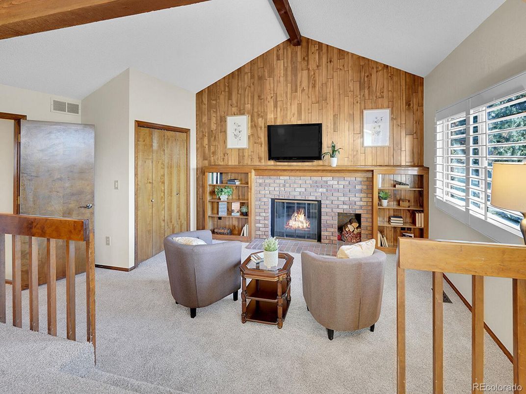 Fireplace, Interior, Living room, Wooden Beams, Wooden Walls