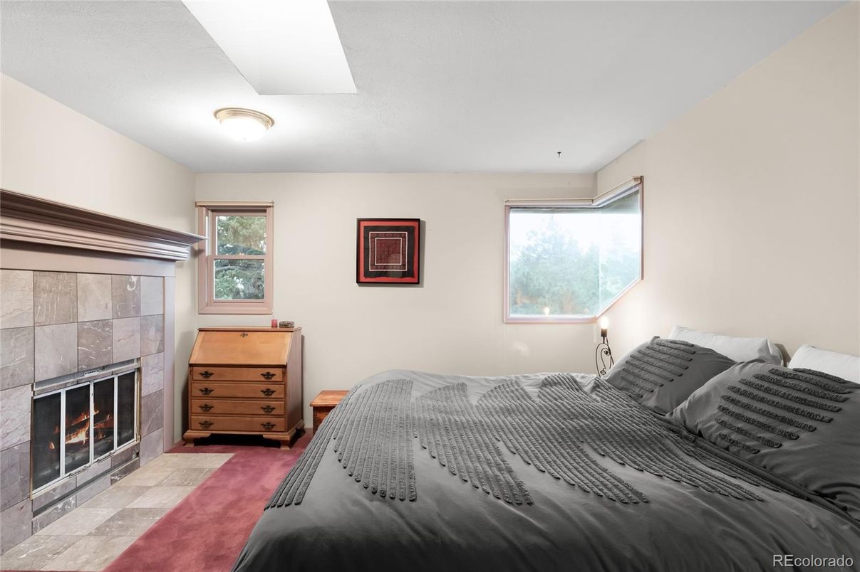 Bedroom, Fireplace, Interior