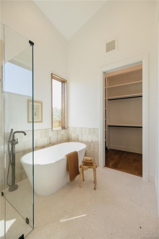 Bathroom, Free Standing Baths, Interior, Wood Texture Flooring