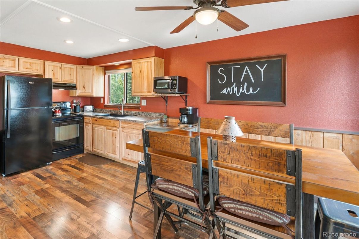 Interior, Kitchen, Recessed Lighting, Wood Texture Flooring