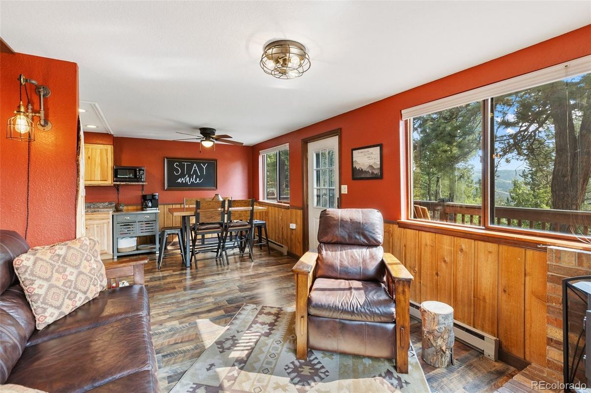 Dining room, Interior, Wood Texture Flooring