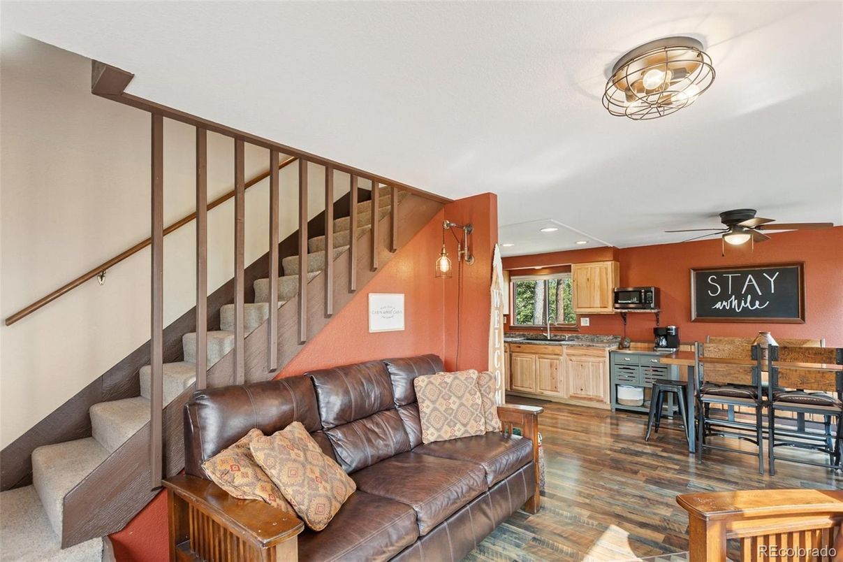 Dining room, Interior, Kitchen, Recessed Lighting, Wood Texture Flooring