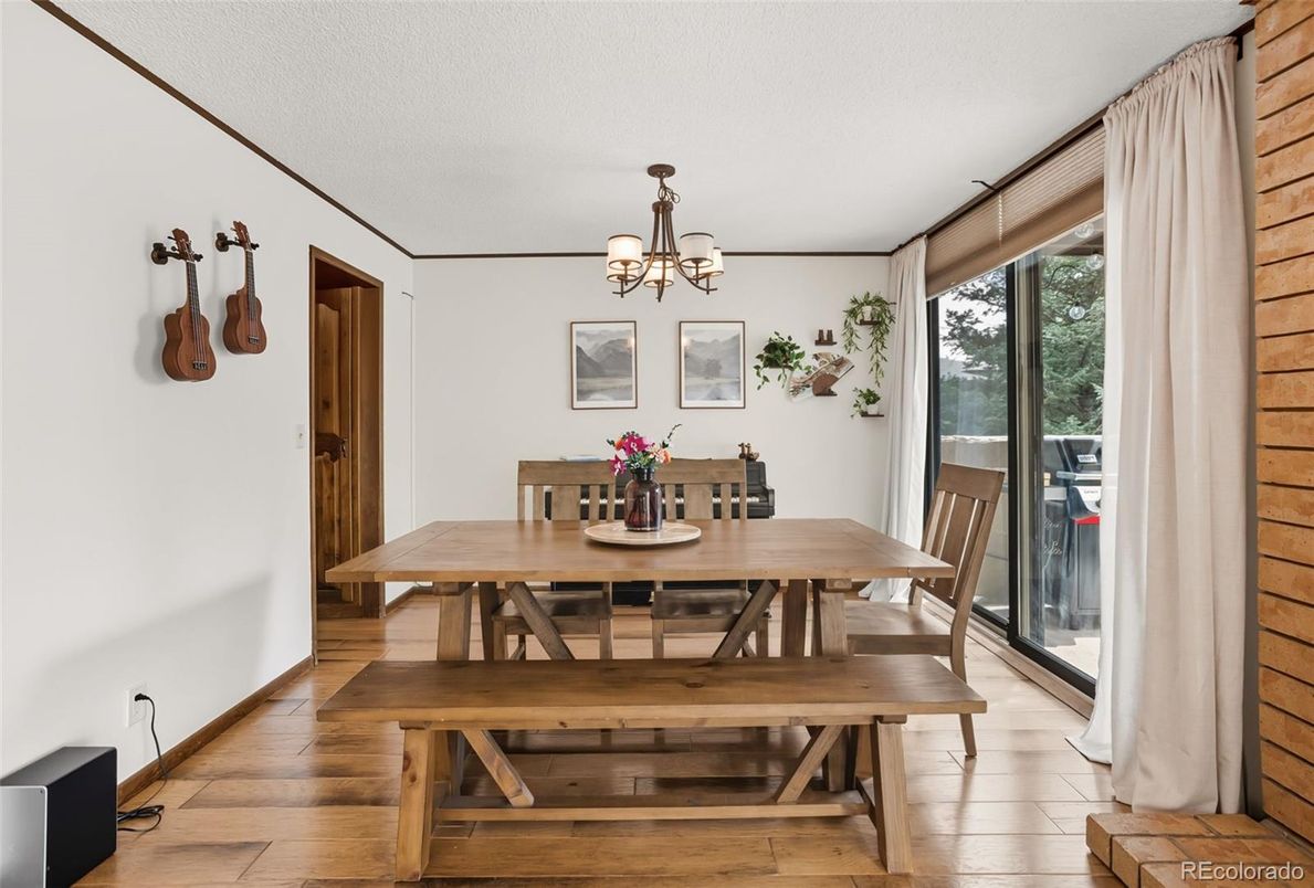 Chandelier, Dining room, Interior, Wood Texture Flooring
