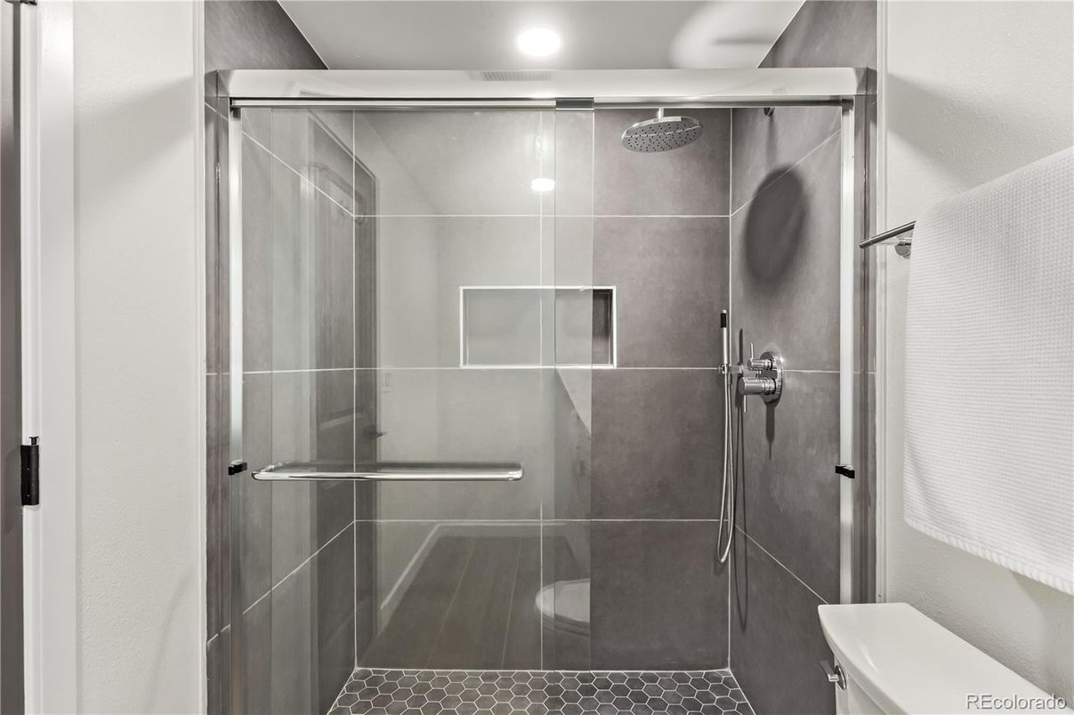 Bathroom, Glass Shower, Interior, Recessed Lighting