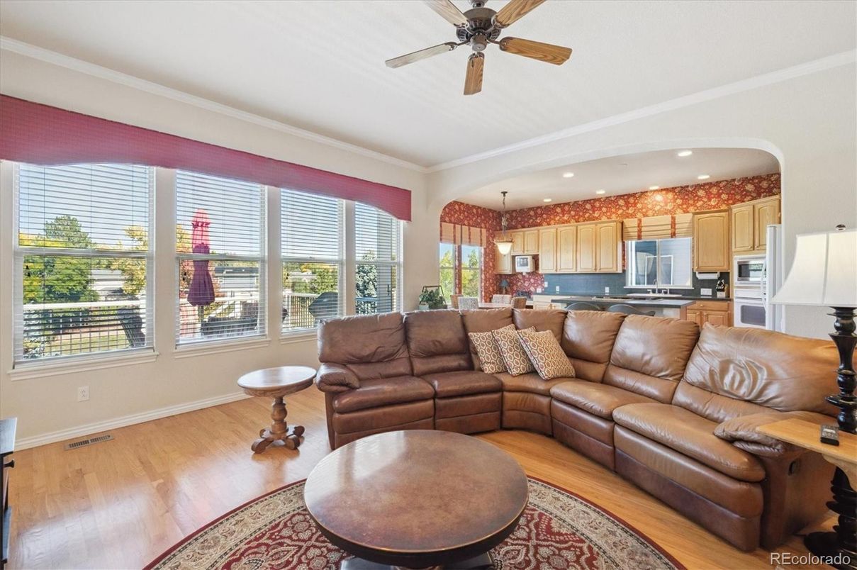 Interior, Kitchen, Living room, Pendant Lights, Recessed Lighting, Stainless Steel Appliances, Wood Texture Flooring