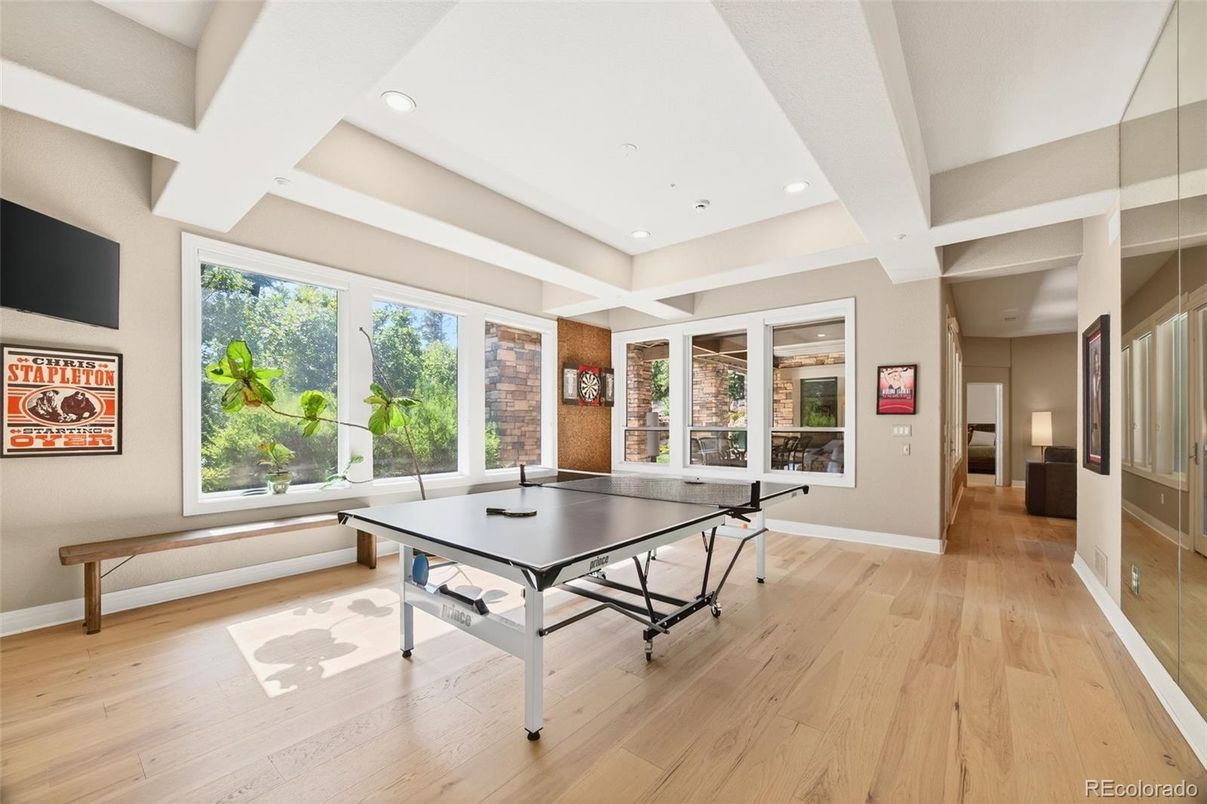 Game Room, Interior, Recessed Lighting, Wood Texture Flooring