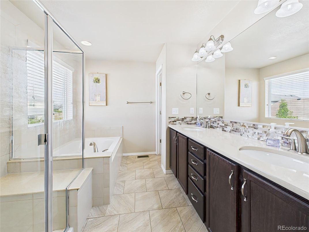Bathroom, Dual Sink Vanities, Glass Shower, Interior, Recessed Lighting