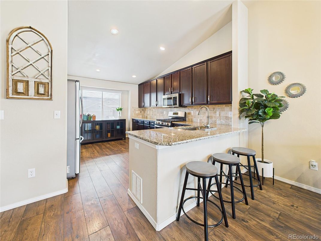 Interior, Kitchen, Recessed Lighting, Wood Texture Flooring