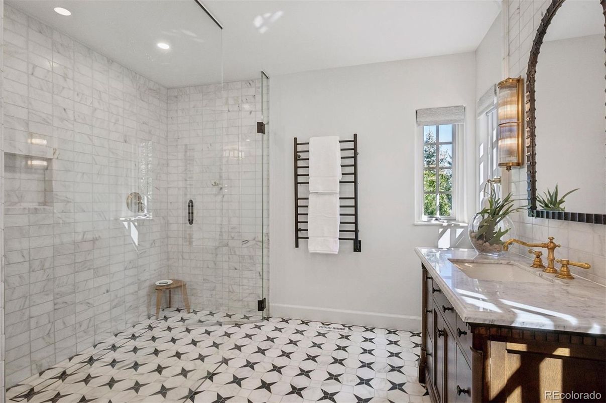 Bathroom, Glass Shower, Interior, Recessed Lighting
