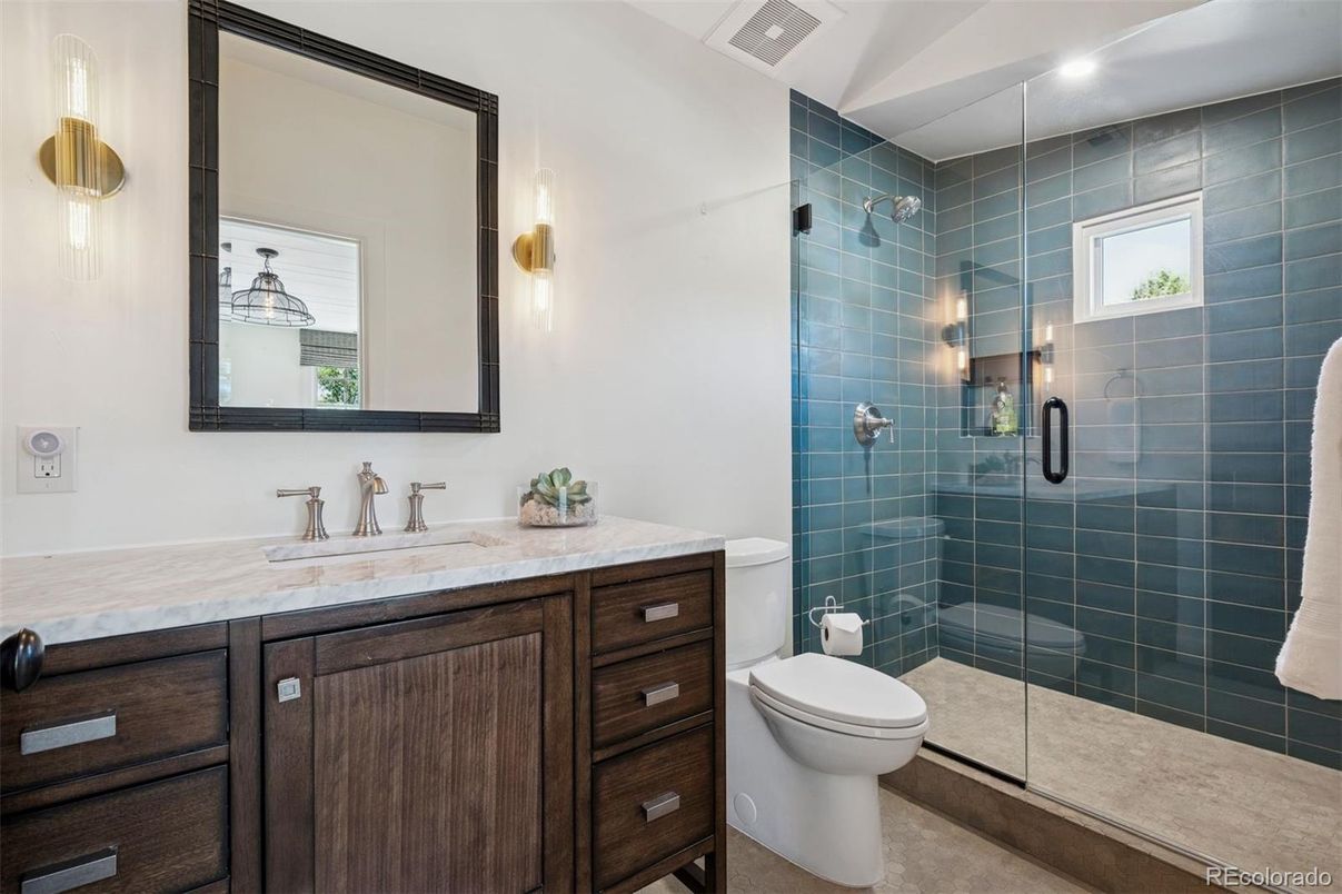Bathroom, Glass Shower, Interior, Recessed Lighting