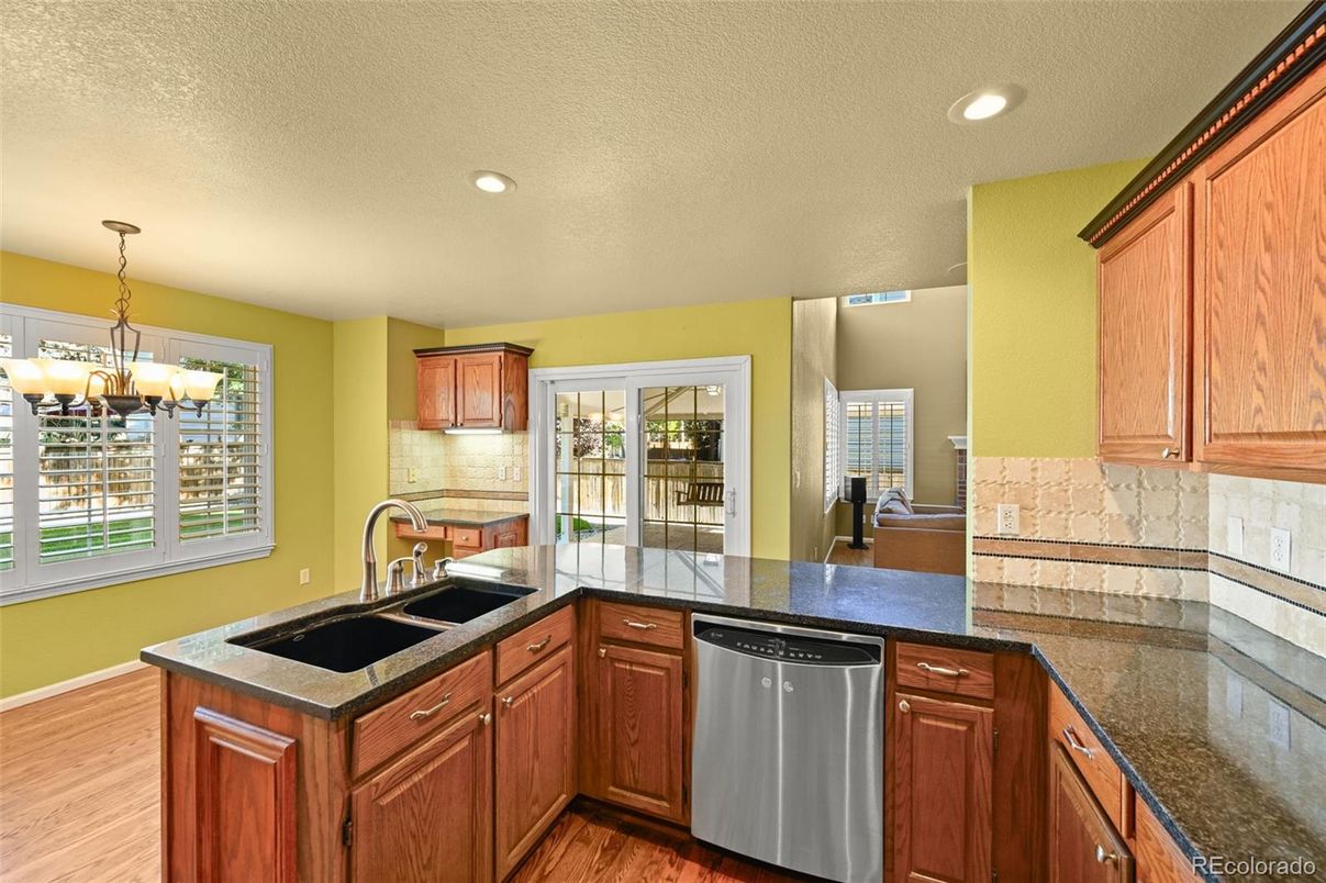 Chandelier, Interior, Kitchen, Pendant Lights, Recessed Lighting, Wood Texture Flooring
