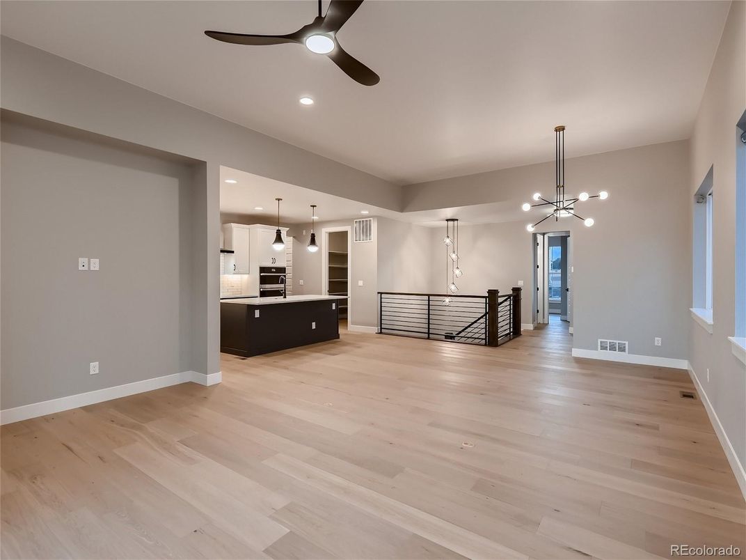 Interior, Kitchen, Pendant Lights, Recessed Lighting, Wood Texture Flooring