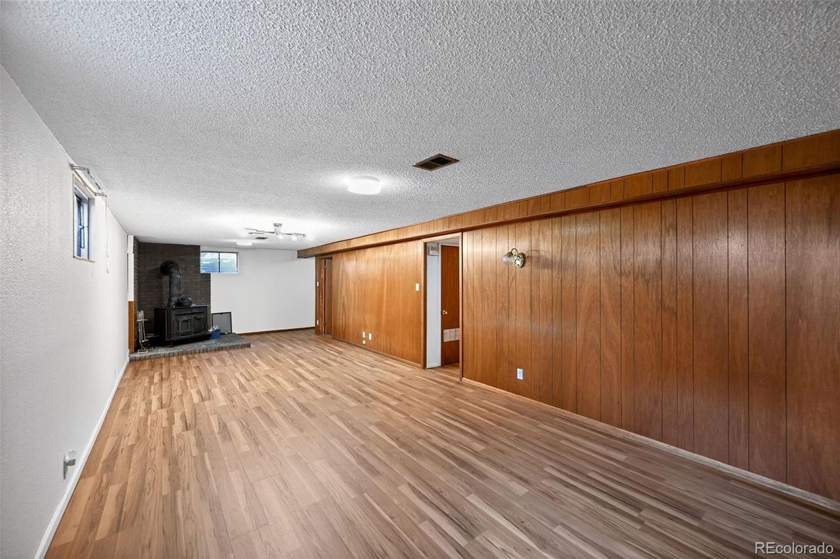 Empty room, Fireplace, Interior, Wood Texture Flooring, Wooden Walls