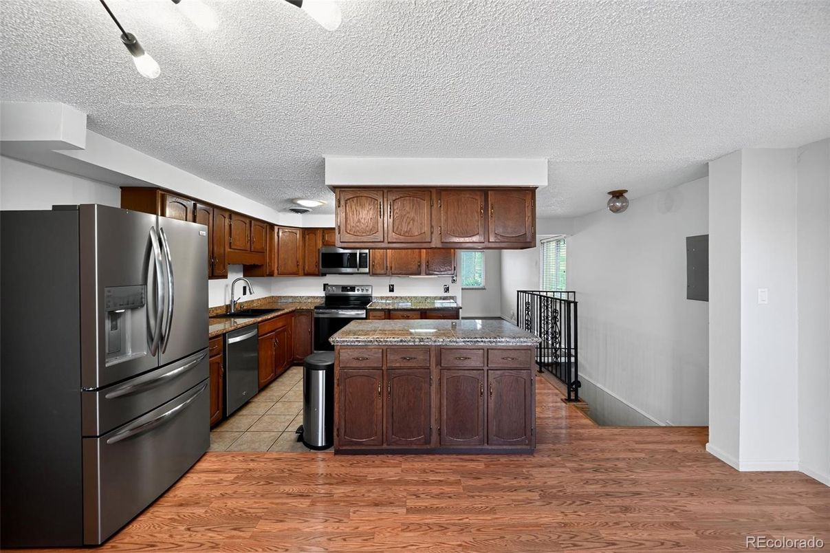 Interior, Kitchen, Stainless Steel Appliances, Wood Texture Flooring