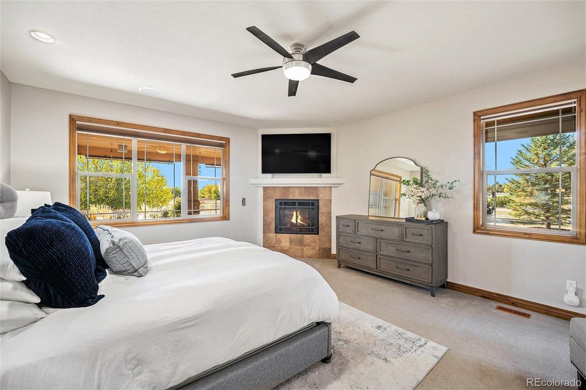 Bedroom, Fireplace, Interior, Recessed Lighting