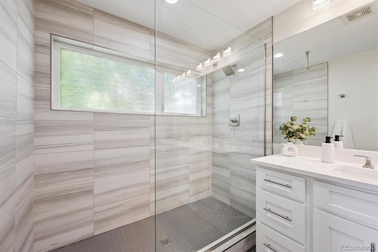 Bathroom, Glass Shower, Interior, Recessed Lighting