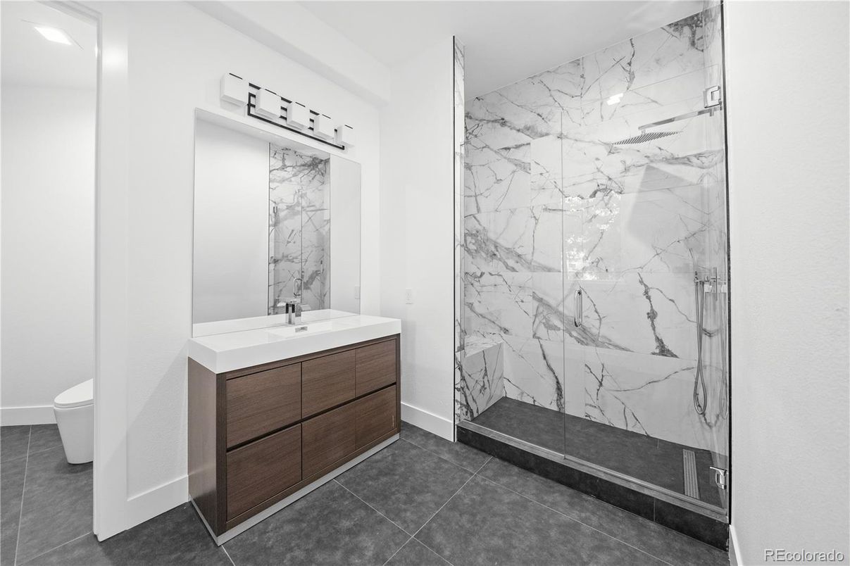Bathroom, Glass Shower, Interior, Marble Walls