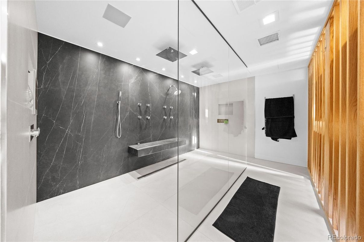 Bathroom, Glass Shower, Interior, Recessed Lighting