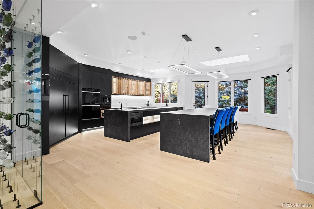 Interior, Kitchen, Pendant Lights, Recessed Lighting, Wood Texture Flooring