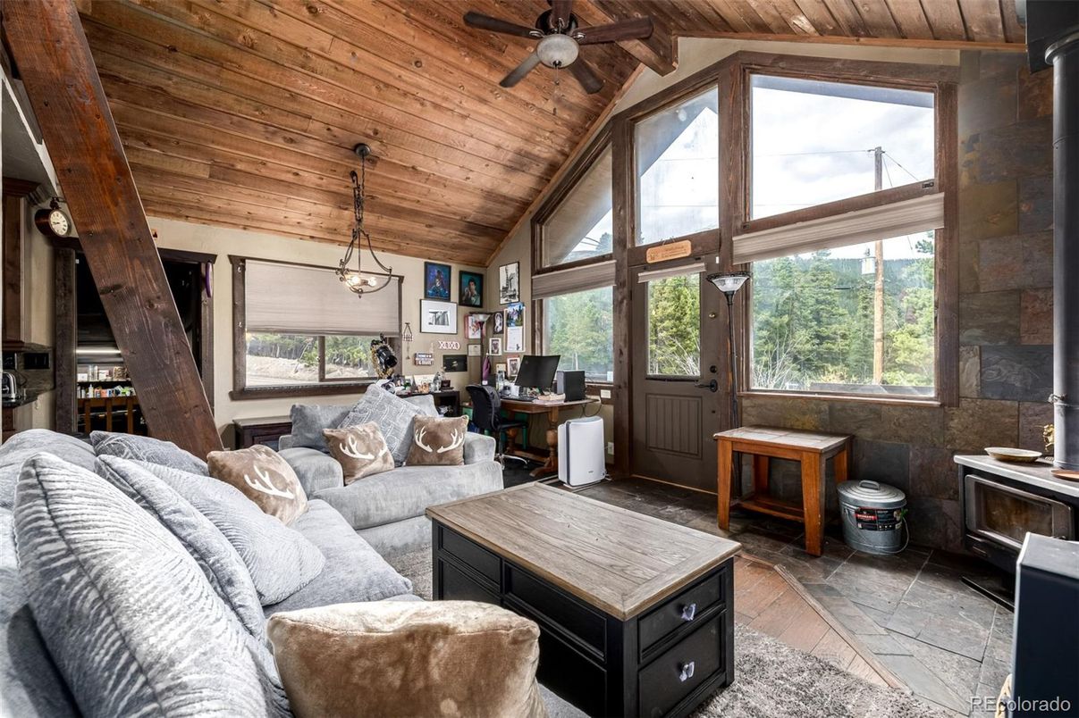Interior, Living room, Pendant Lights, Wooden Ceilings