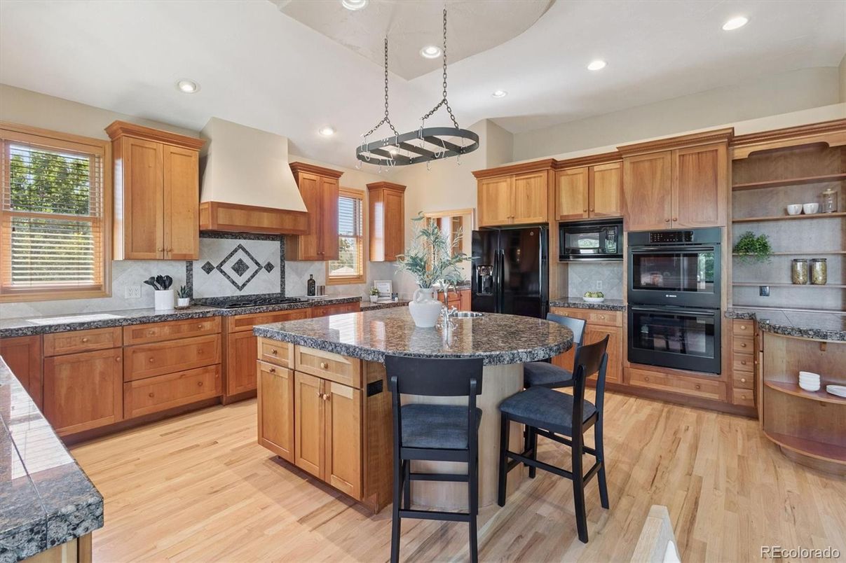 Interior, Kitchen, Pendant Lights, Recessed Lighting, Wood Texture Flooring