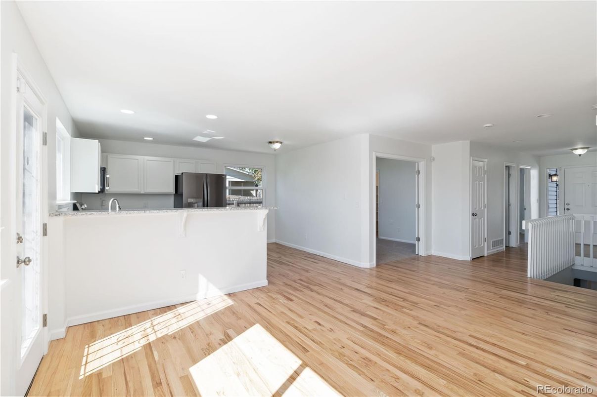Interior, Kitchen, Recessed Lighting, Wood Texture Flooring